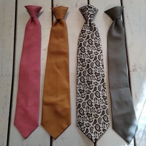 Men's Clip On Necktie Lot Vintage Lot Of 4